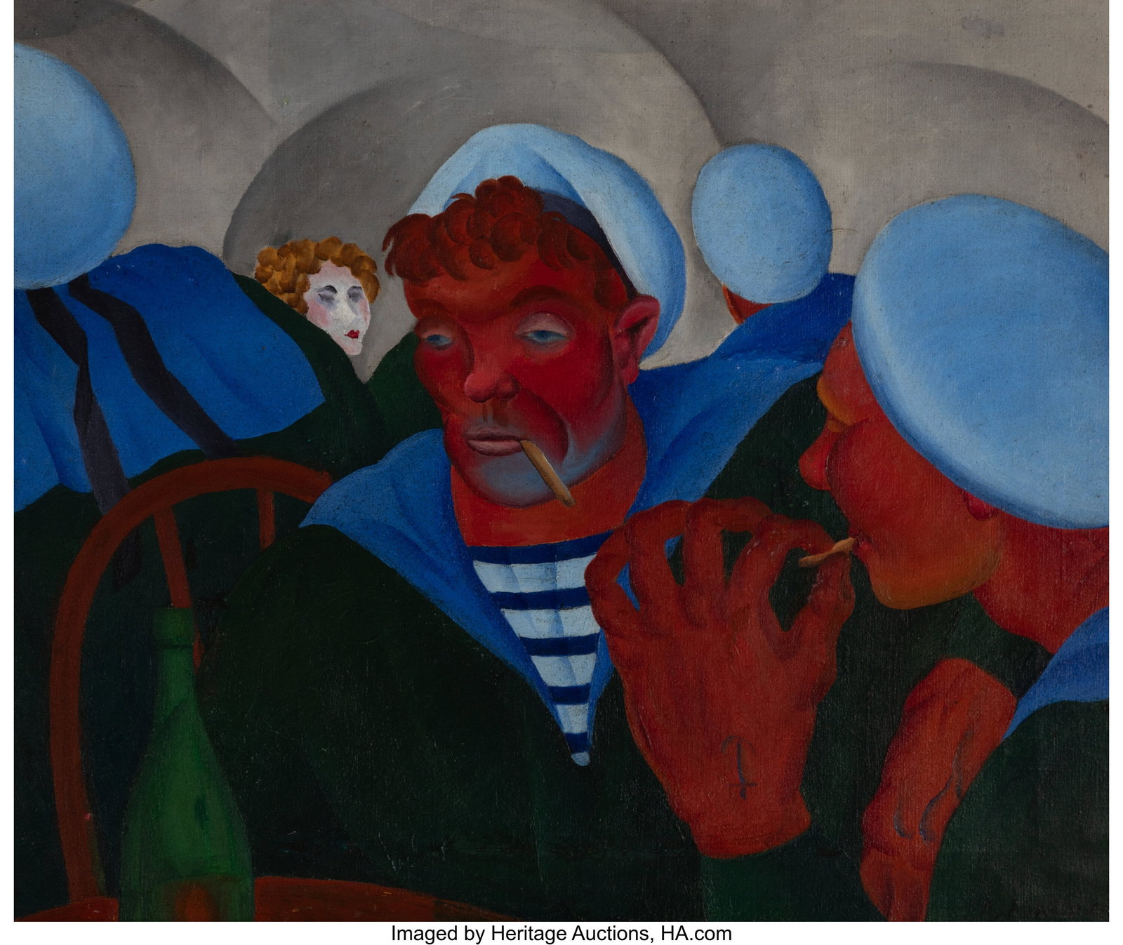 Eugene Andrew Agafonoff (Russian/American, 1879-: Eugene Andrew Agafonoff (Russian/American, 1879-1956) Matrosen Kneipe (Sailors' Pub) Oil on canvas 20 x 24 inches (50.8 x 61.0 cm) Signed lower ri