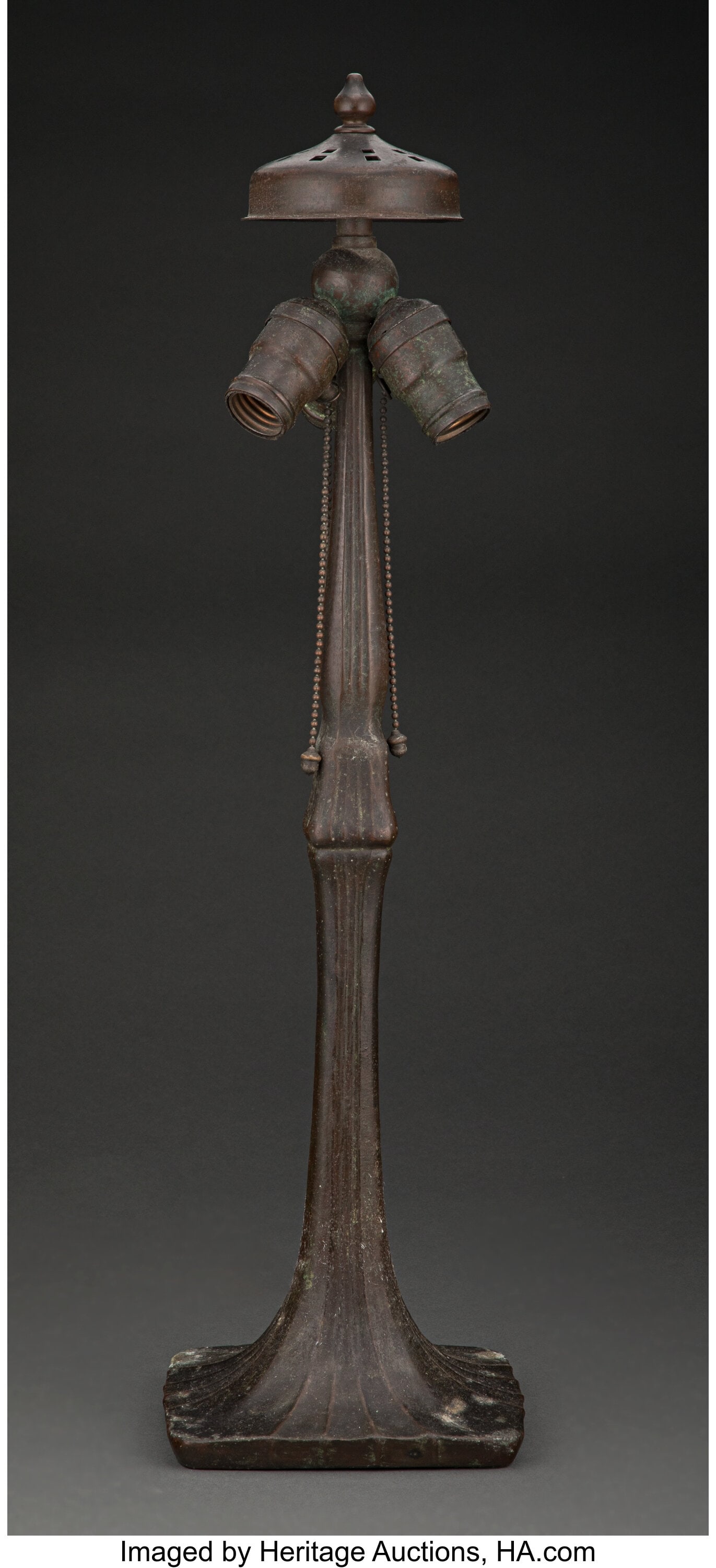 Handel Patinated Bronze Base, circa 1910  Marks (1 of 2)