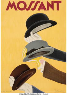 27058: Leonetto Cappiello (French, 1875-1942) Mossant, : Leonetto Cappiello (French, 1875-1942) Mossant, 1938 Lithograph in colors on wove paper 60 x 42 inches (152.4 x 106.7 cm) (sight) Signed in the