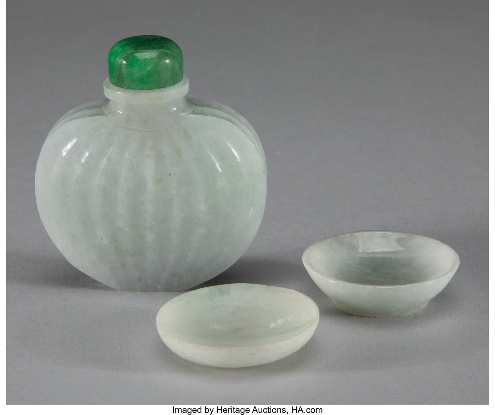 A Group of Three Chinese Carved Jade Snuff Artic (1 of 2)