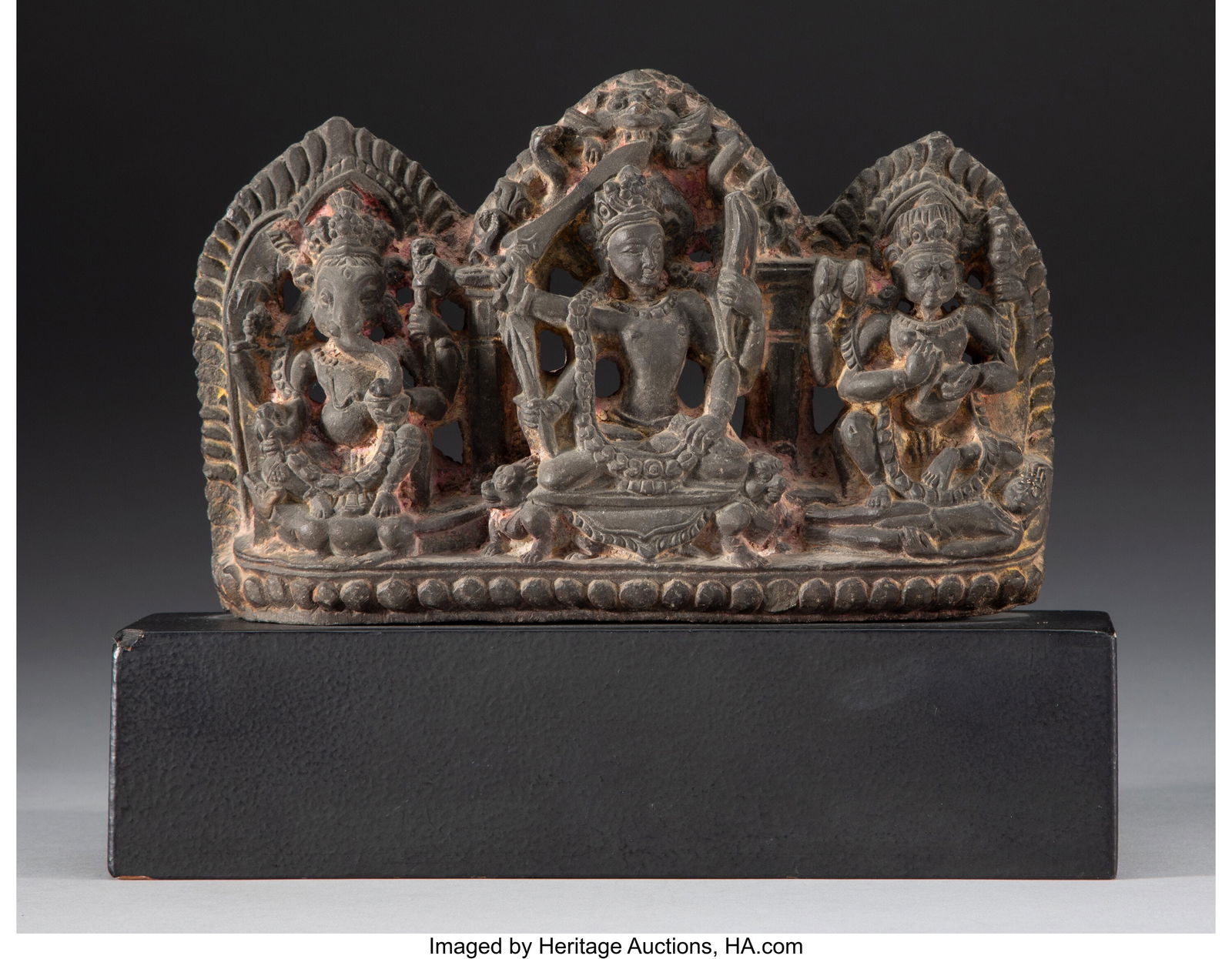 A Nepalese Carved Black Stone Figural Group: Gan (1 of 4)