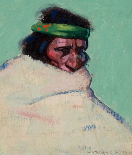 LON MEGARGEE (American, 1883-1960) Portrait of a: LON MEGARGEE (American, 1883-1960) Portrait of an Pueblo Man Oil on canvas la