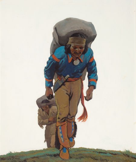 MAYNARD DIXON (American, 1875-1946) Two Packers,: MAYNARD DIXON (American, 1875-1946)Two Packers, 1936Gouache on board23