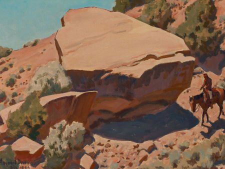 MAYNARD DIXON (American, 1875-1946) Rocky Hillsi: MAYNARD DIXON (American, 1875-1946)Rocky Hillside, 1944Oil on board12 x