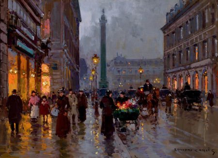 EDOUARD-LÉON CORTÈS (French, 1882-1969) Place Ve: EDOUARD-LÉON CORTÈS (French, 1882-1969)Place VendômeOil on masonite13 x