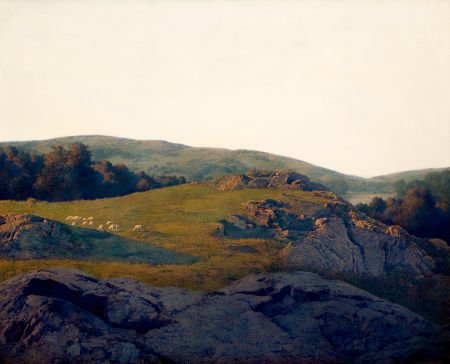 MAXFIELD PARRISH (American, 1870-1966) Sheep Pas: MAXFIELD PARRISH (American, 1870-1966)Sheep Pasture, Cornish, New Hampshire, 19