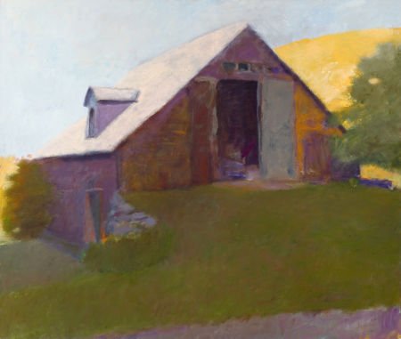 WOLF KAHN (American, b. 1927-) Barn Against a Su: WOLF KAHN (American, b. 1927-)Barn Against a Sunlit Hillside, 1977Oil on ca