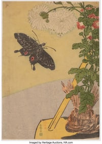 61009&colon; Kitao Shigemasa &lpar;Japanese&comma; 1739-1820&rpar; Butterfly 