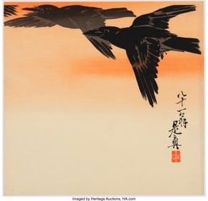 61178&colon; Shibata Zeshin &lpar;Japanese&comma; 1807-1891&rpar; Crows in Fl