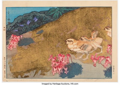 61181&colon; Yoshida Hiroshi &lpar;Japanese&comma; 1876-1950&rpar; Snow Grous