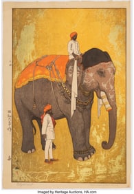 61128&colon; Yoshida Hiroshi &lpar;Japanese&comma; 1876-1950&rpar; Elephant &lpar;