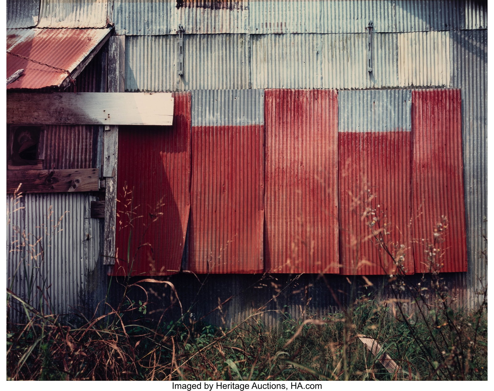 William Christenberry Jr. (American, 1936-2016): William Christenberry Jr. (American, 1936-2016) Grey and Red Wall, Akron, Alabama, circa 1980s Dye coupler print 28 x 35 inches (71.1 x 88.9
