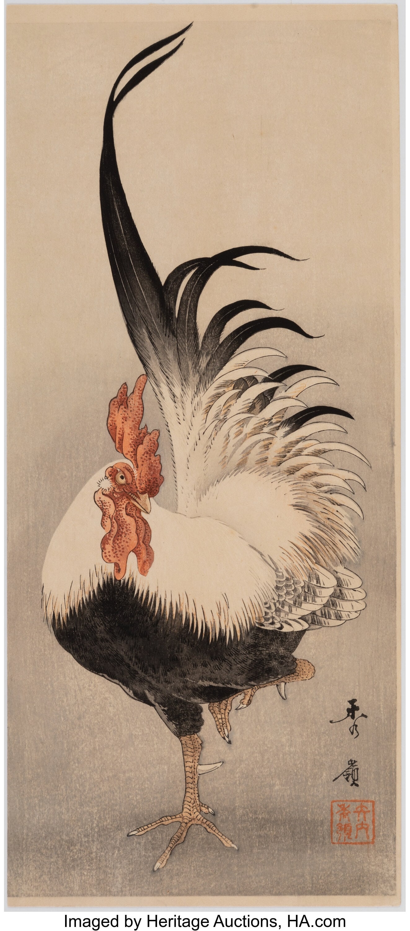 Nakagawa Shurei (Japanese, 20th century) Rooster: Nakagawa Shurei (Japanese, 20th century) Rooster, circa 1914 Woodblock print 15 x 6-1/2 inches (38.1 x 16.5 cm) (sheet) Signed: Shurei
