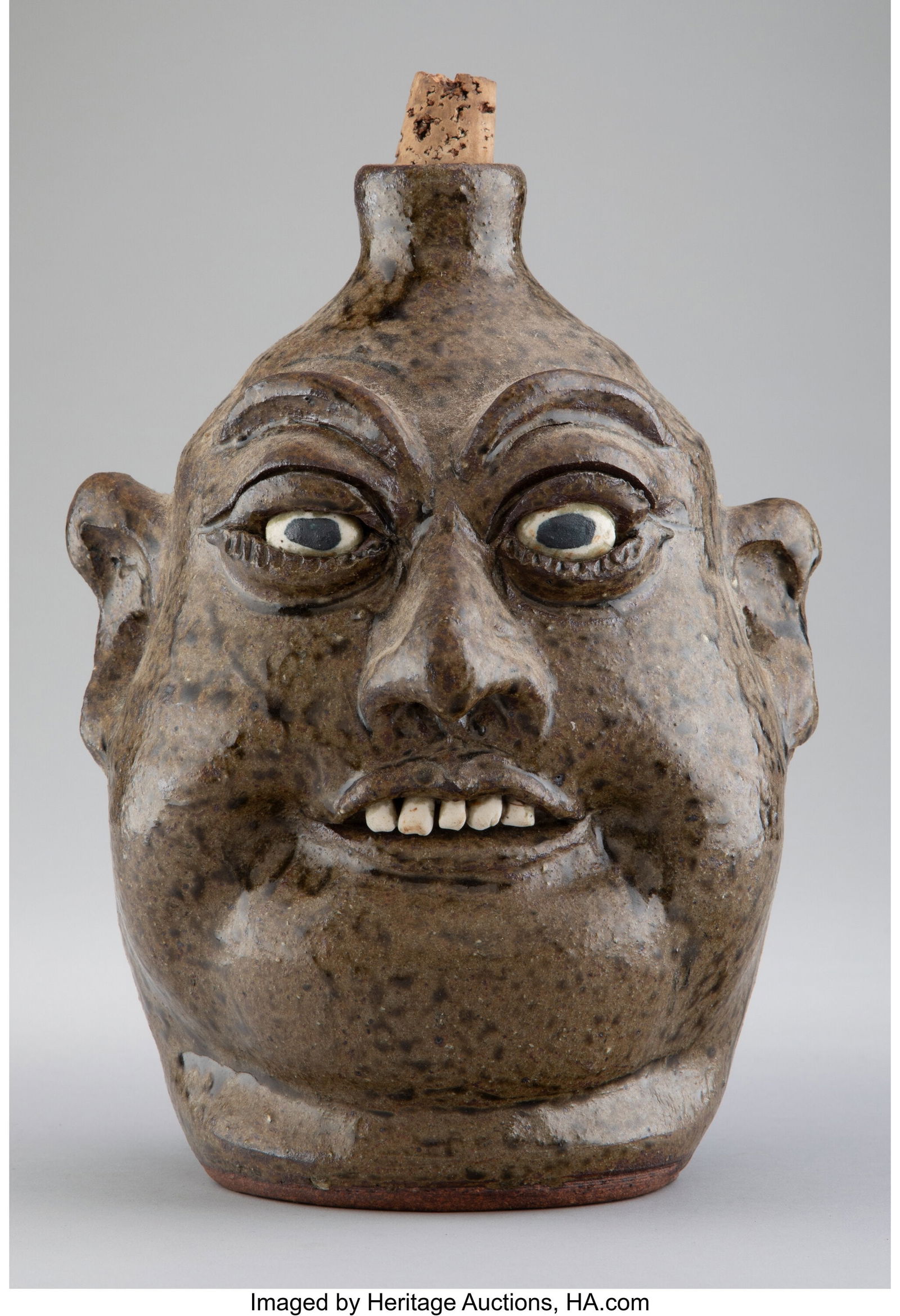 Lanier Meaders (American, 1917-1998) Face Jug Gl: Lanier Meaders (American, 1917-1998) Face Jug Glazed stoneware 9-1/2 x 7-1/2 x 6-1/2 inches (24.1 x 19.1 x 16.5 cm) Incised to underside&colo
