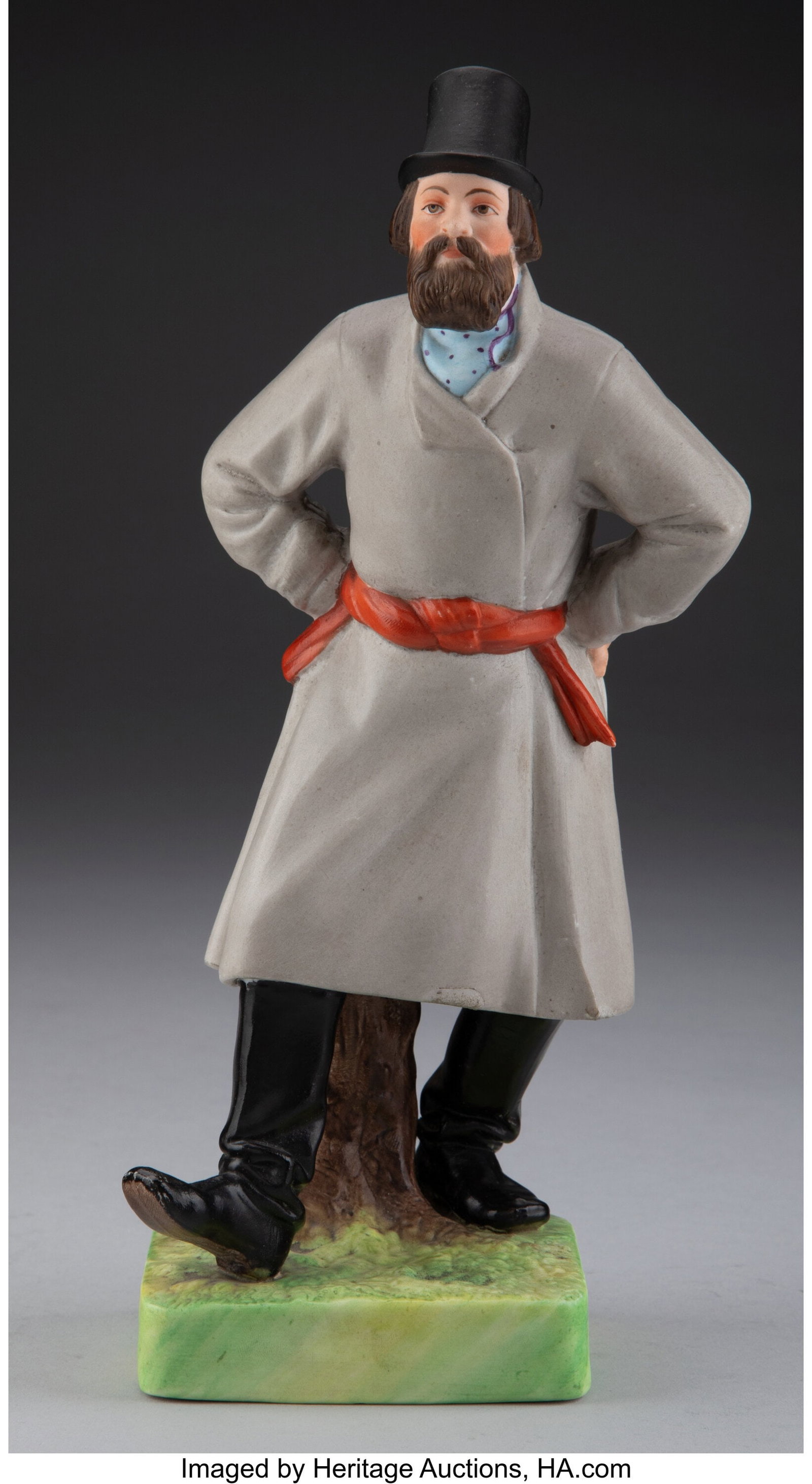 A Gardner Porcelain Factory Figure: A Dancing Ma: A Gardner Porcelain Factory Figure: A Dancing Man, Verbilki, 19th century Marks: (impressed factory mark), 177, (red factory mark) 9-3/4 x 4-1/2 x 3 inches (24.8 x 11.4 x 7.6 cm) Property from the Nel