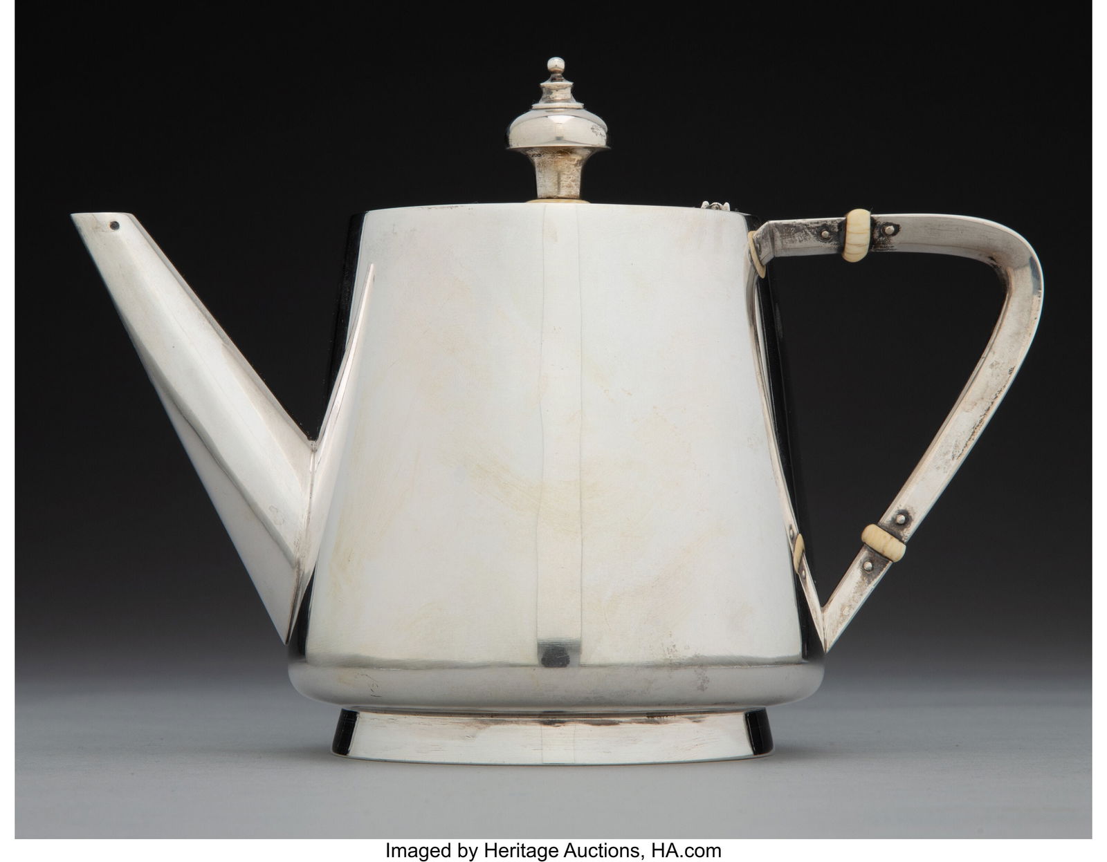 A Grachev Brothers Silver Teapot, St. Petersburg: A Grachev Brothers Silver Teapot, St. Petersburg, late 19th/early 20th century Marks: (city mark, undeciphered), (84, left facing Kokoshni