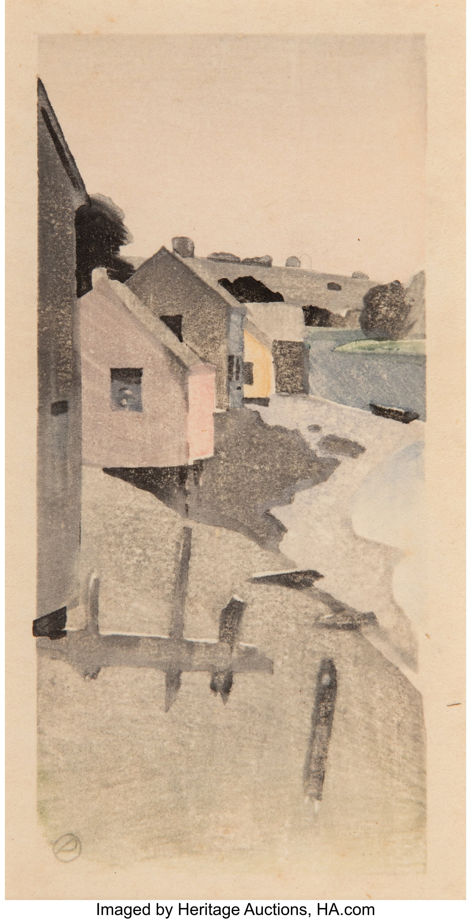 Arthur Wesley Dow (American, 1857-1922) Clamshel: Arthur Wesley Dow (American, 1857-1922) Clamshell Alley, Ipswich, circa 1893 Woodcut in colors on paper 5 x 2-1/4 inches (12.7 x 5.7 cm) (i
