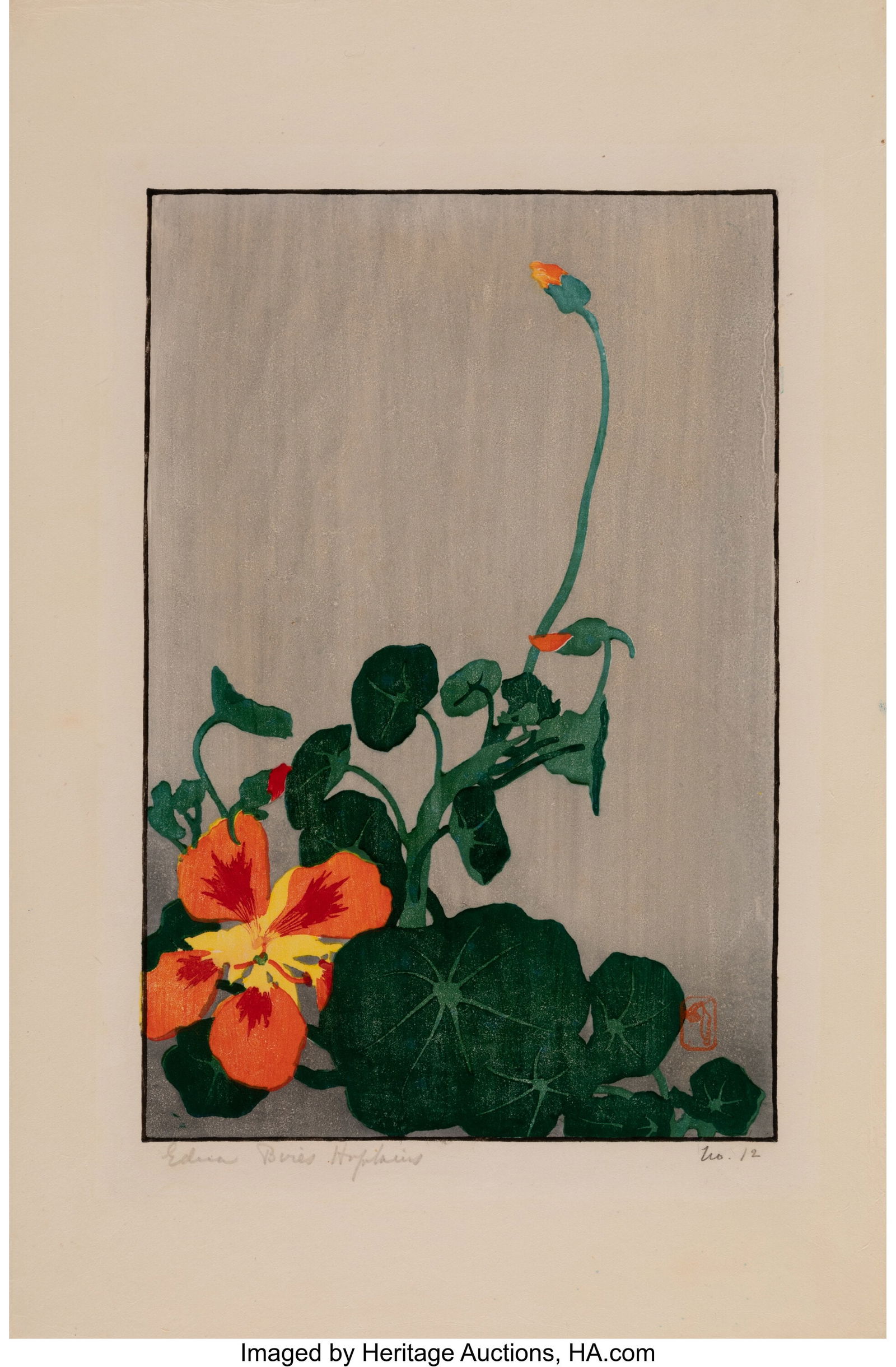 Edna Boies Hopkins (American, 1878-1935) Bud, 19: Edna Boies Hopkins (American, 1878-1935) Bud, 1906 Woodcut in colors on paper 15-1/2 x 10-1/4 inches (39.4 x 26.0 cm) (sheet) No.