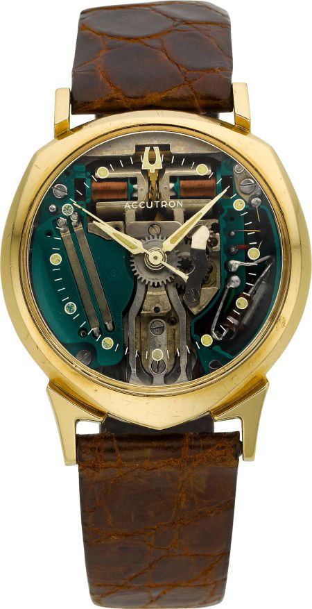 Bulova 14k Gold "Alpha" 214 Spaceview: Bulova 14k Gold "Alpha" 214 Spaceview Case: two body, 14k, screw back, 33 mmDial: open