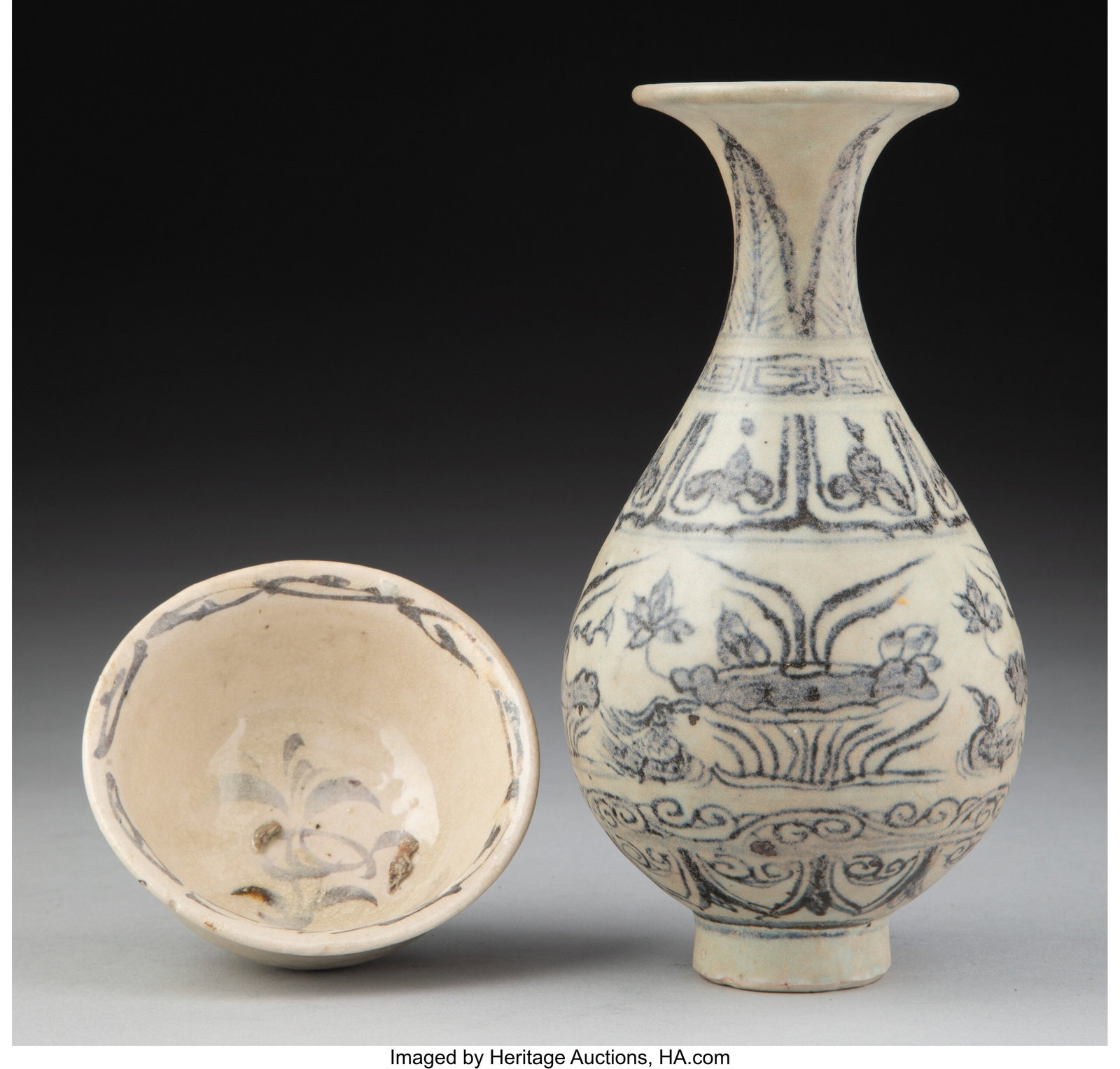 Two Chinese Glazed Ceramic Table Articles 6 x 3 : Two Chinese Glazed Ceramic Table Articles 6 x 3 x 3 inches (15.2 x 7.6 x 7.6 cm) (tallest) The lot comprising: 1 vase; 1 bowl. 2 Total Collec