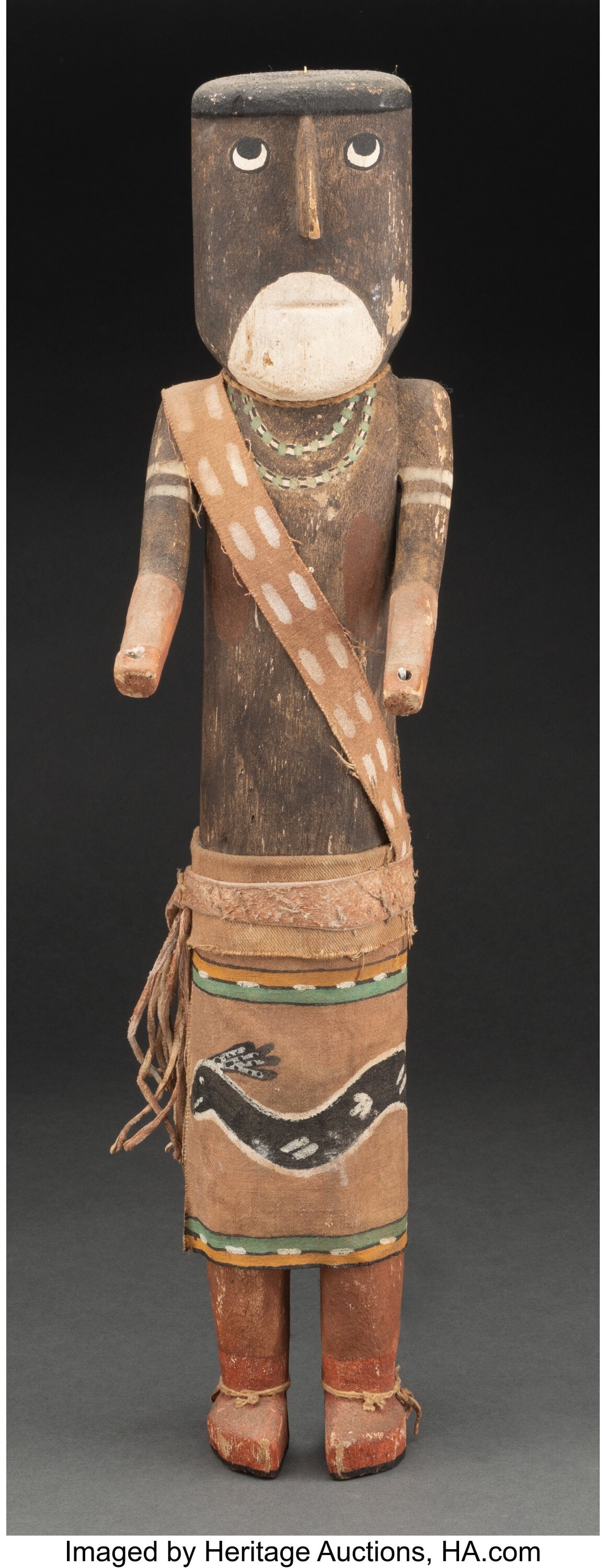 A Large Zuni Katsina Doll  c. 1935  cottonwood, (1 of 3)