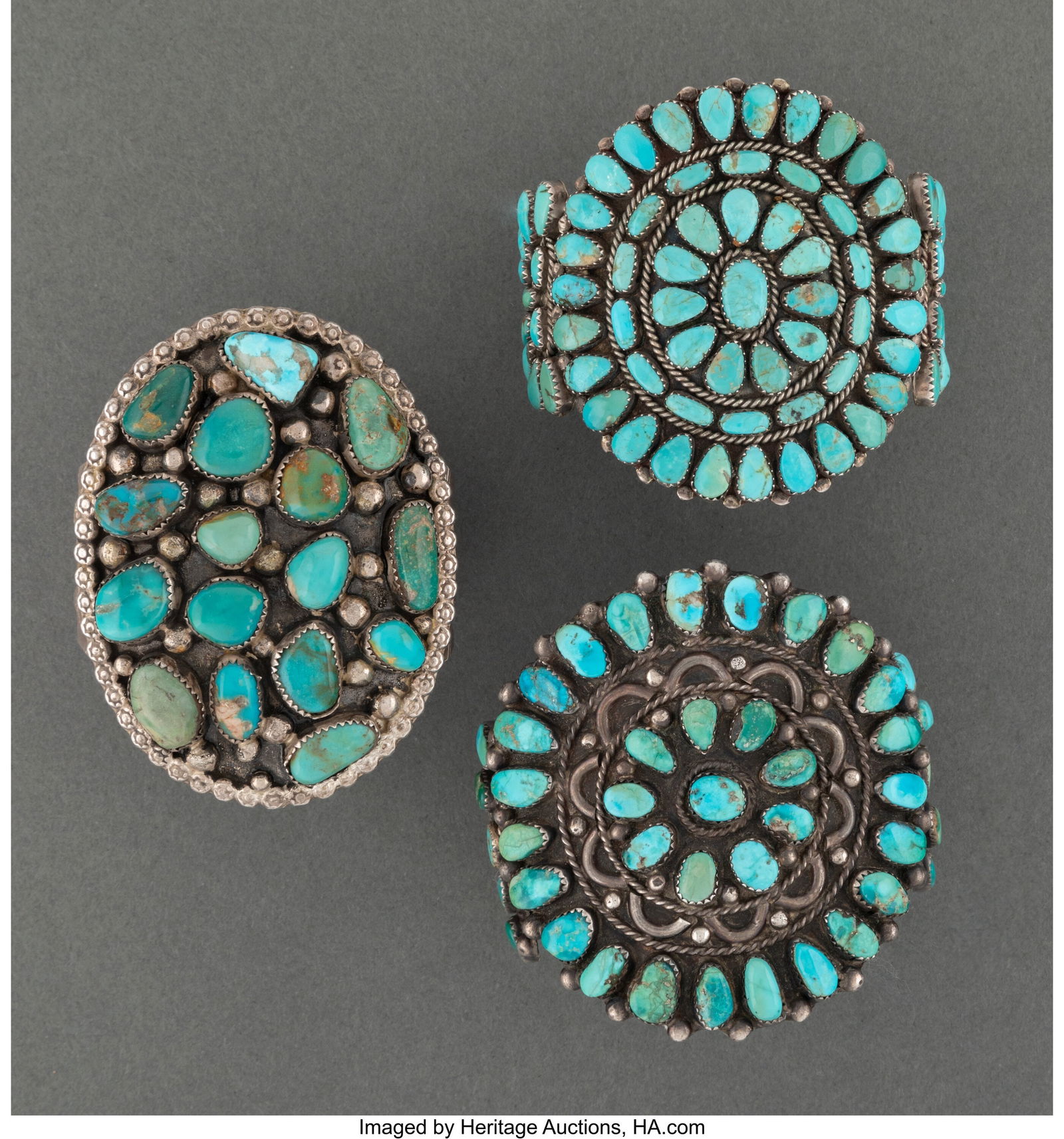 Three Large Navajo Bracelets  c. 1940 - 1970  si (1 of 2)