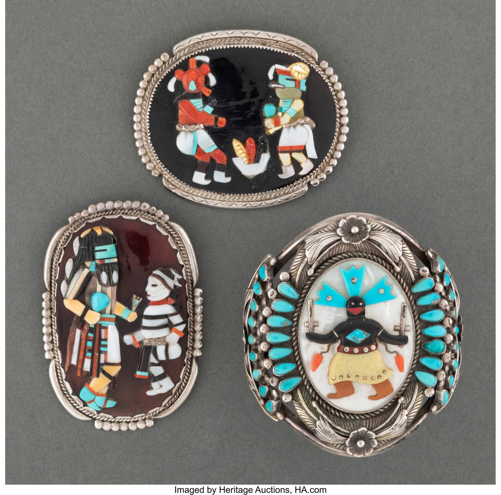 Three Zuni Jewelry Items   c. 1980  including tw (1 of 2)