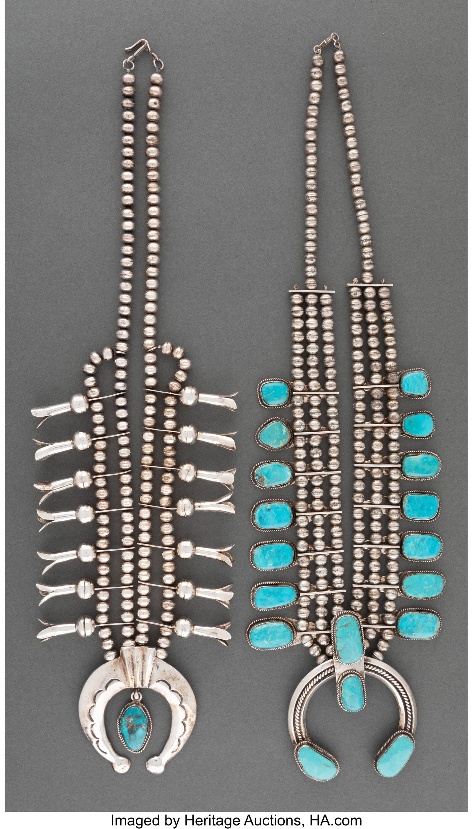 Two Navajo Squash Blossom Necklaces  c. 1960  si (1 of 2)