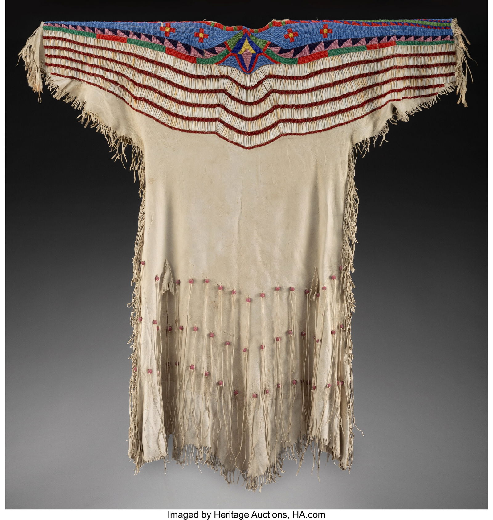 A Plateau Woman's Beaded Hide Dress  c. 1900  hi (1 of 2)