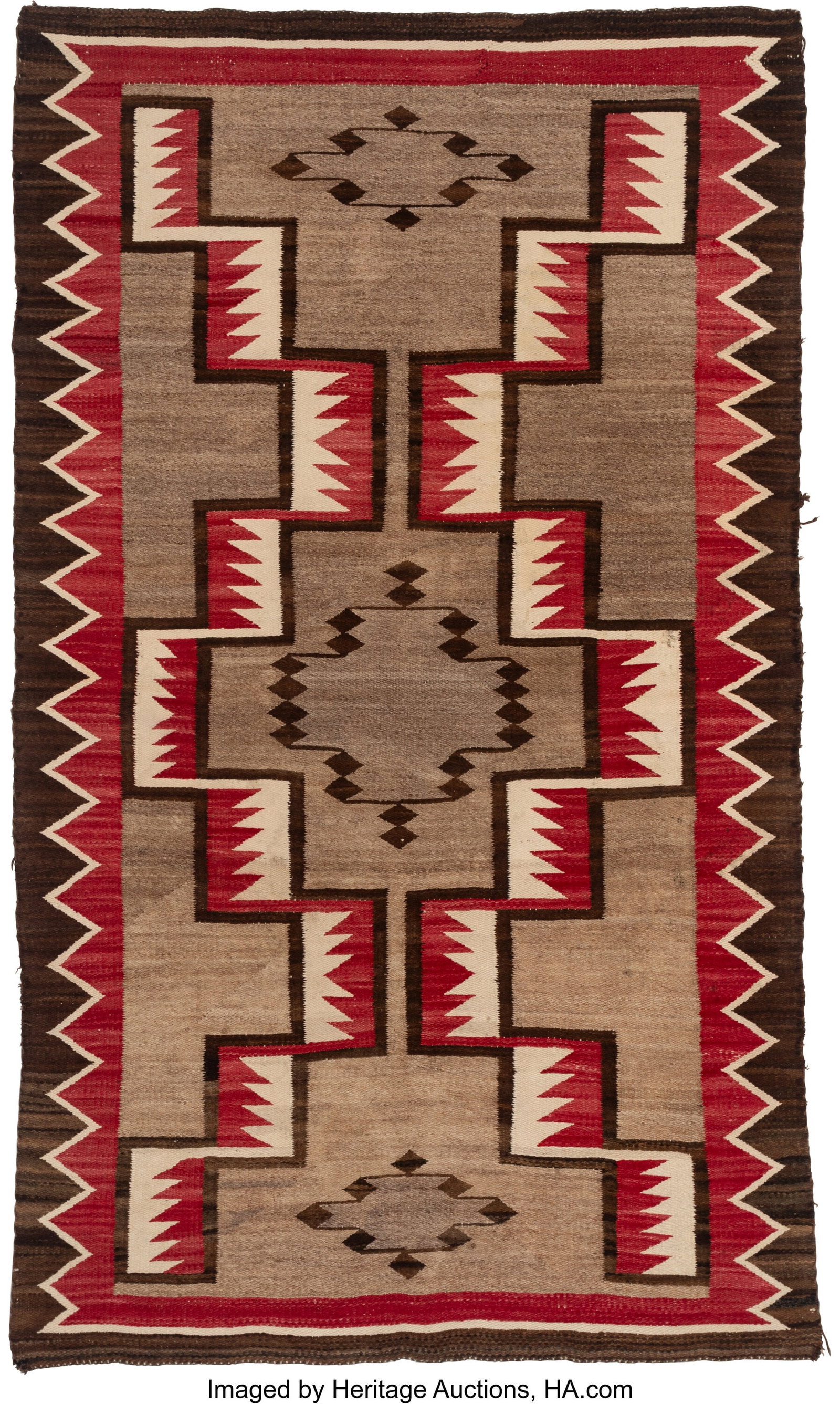 A Navajo Regional Rug c. 1925 native handspun: A Navajo Regional Rug c. 1925 native handspun wool, aniline dyes Dimensions: 62 x 36 &frac14; inches HID03101062020 © 2024 Heritage Auctions | All Rights Reserved