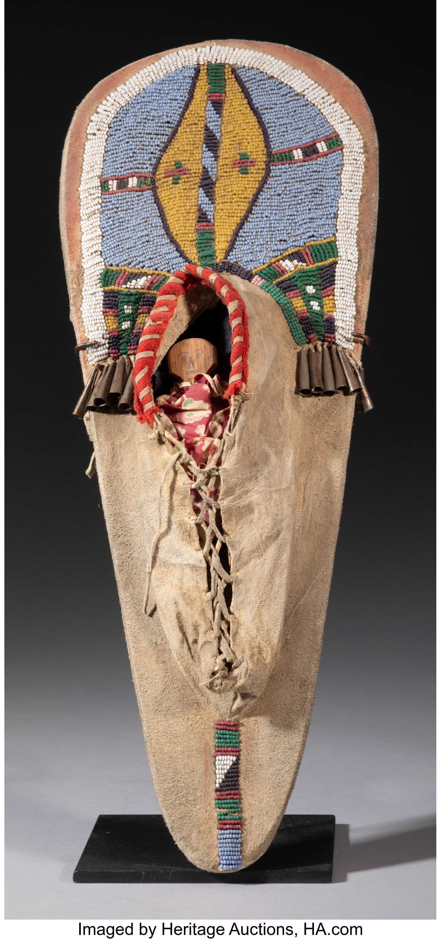 A Nez Perce Beaded Hide Model Cradleboard   c. 1 (1 of 4)