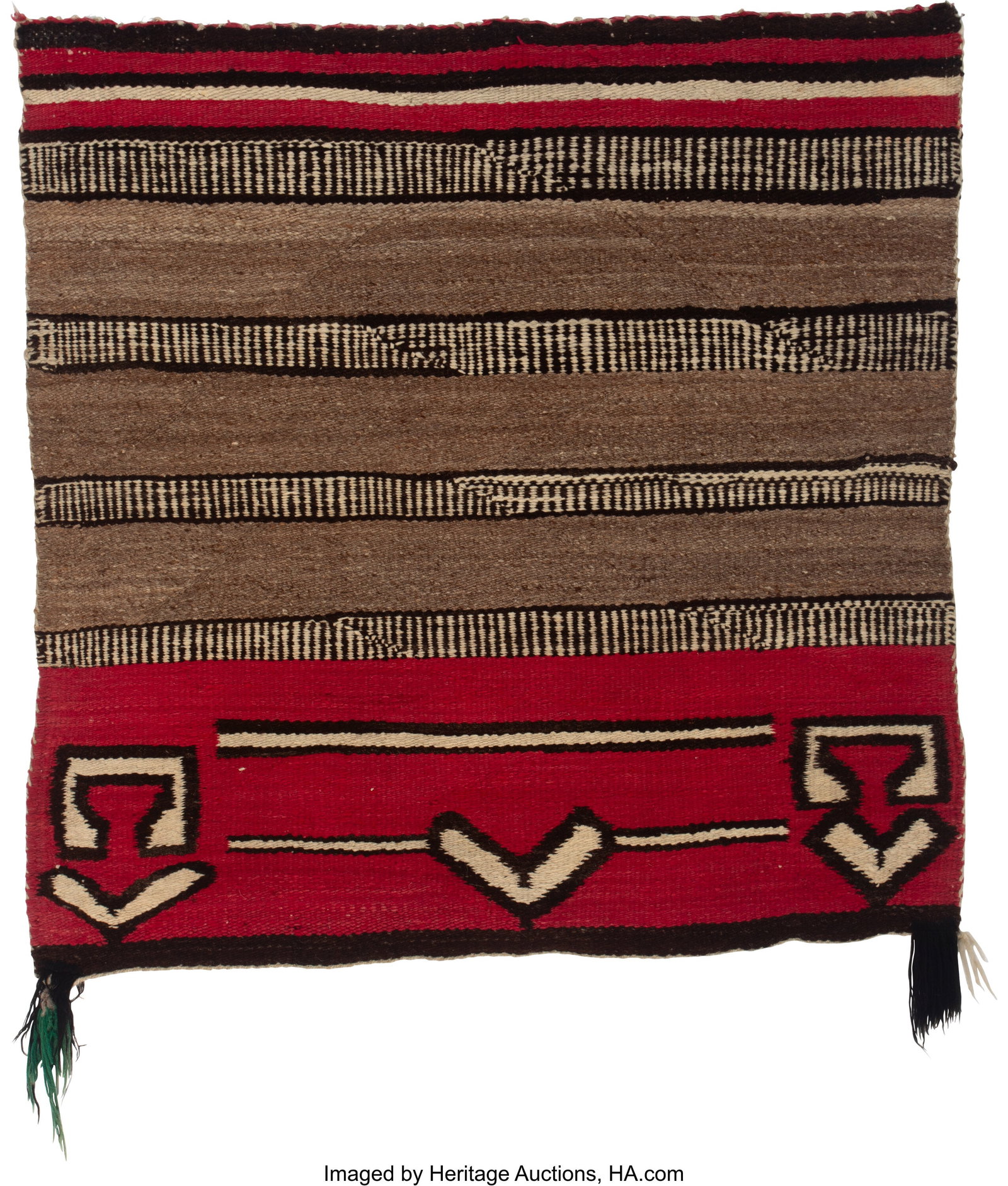 A Navajo Single Saddle Blanket c. 1910 native: A Navajo Single Saddle Blanket c. 1910 native handspun wool, aniline dyes Dimensions: 39 x 38 inches HID03101062020 © 2024 Heritage Auctions | All Rights Reserved