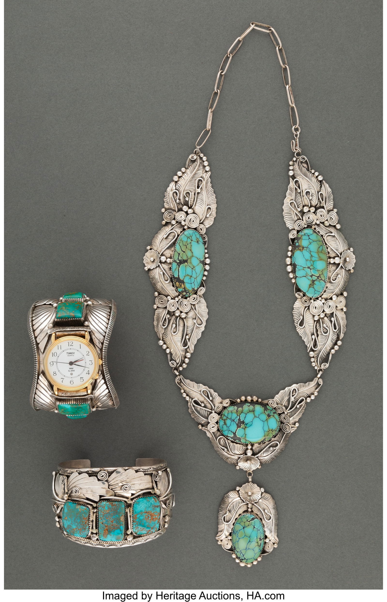 Three Large Navajo Jewelry Items    c. 1970  inc (1 of 2)