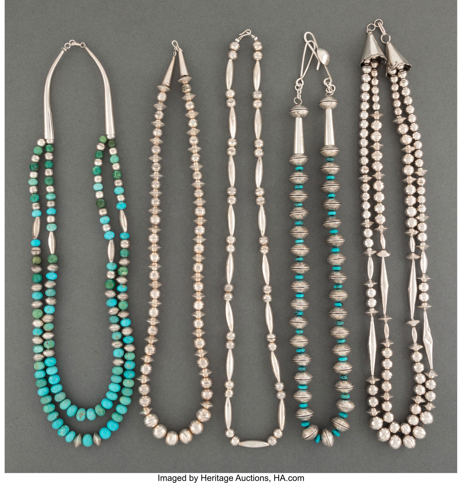Five Southwest Necklaces   silver, turquoise  Le (1 of 1)