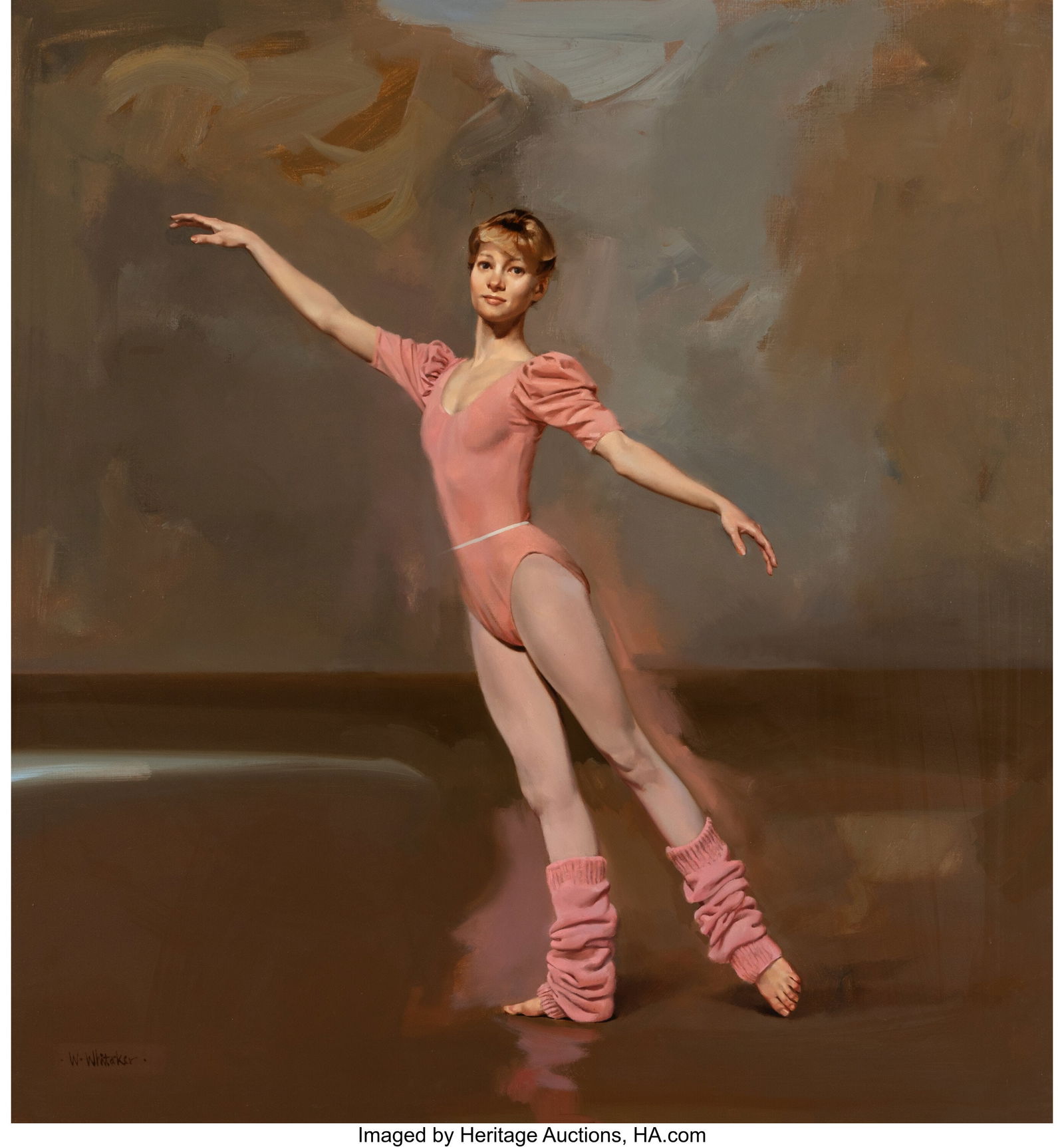 William Whitaker (American, 1943-2018) A Young D: William Whitaker (American, 1943-2018) A Young Dancer, 1983 Oil on canvas 40 x 38 inches (101.6 x 96.5 cm) Signed lower left: W. Whitaker Sig