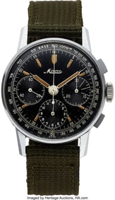 54117&colon; Minerva&comma; Stainless Steel Chronograph Circa 1940'