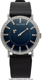 54070&colon; Longines&comma; 18k White gold and Diamond "Mystery Di