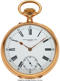 54076&colon; Patek Philippe&comma; 18k Rose Gold Open-Face Circa 19