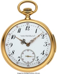 54077&colon; Patek Philippe&comma; 18k Yellow Gold Open Face Minute
