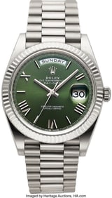 54168&colon; Rolex&comma; Fine White Gold&comma; Green Dial Oyster Perpet