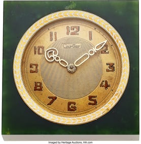 54078&colon; Cartier&comma; Very Fine Jade&comma; Gold & Enamel Travel Cl