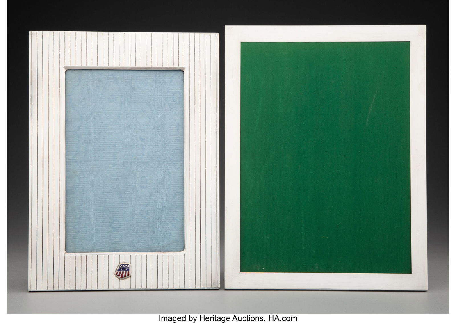 Two American Silver and Silver-Plated Photograph: Two American Silver and Silver-Plated Photograph Frames Marks to largest: WEB STERLING 10-1/4 x 8-1/4 x 6 inches (26.0 x 21.0 x 15.2 cm) (largest&comm