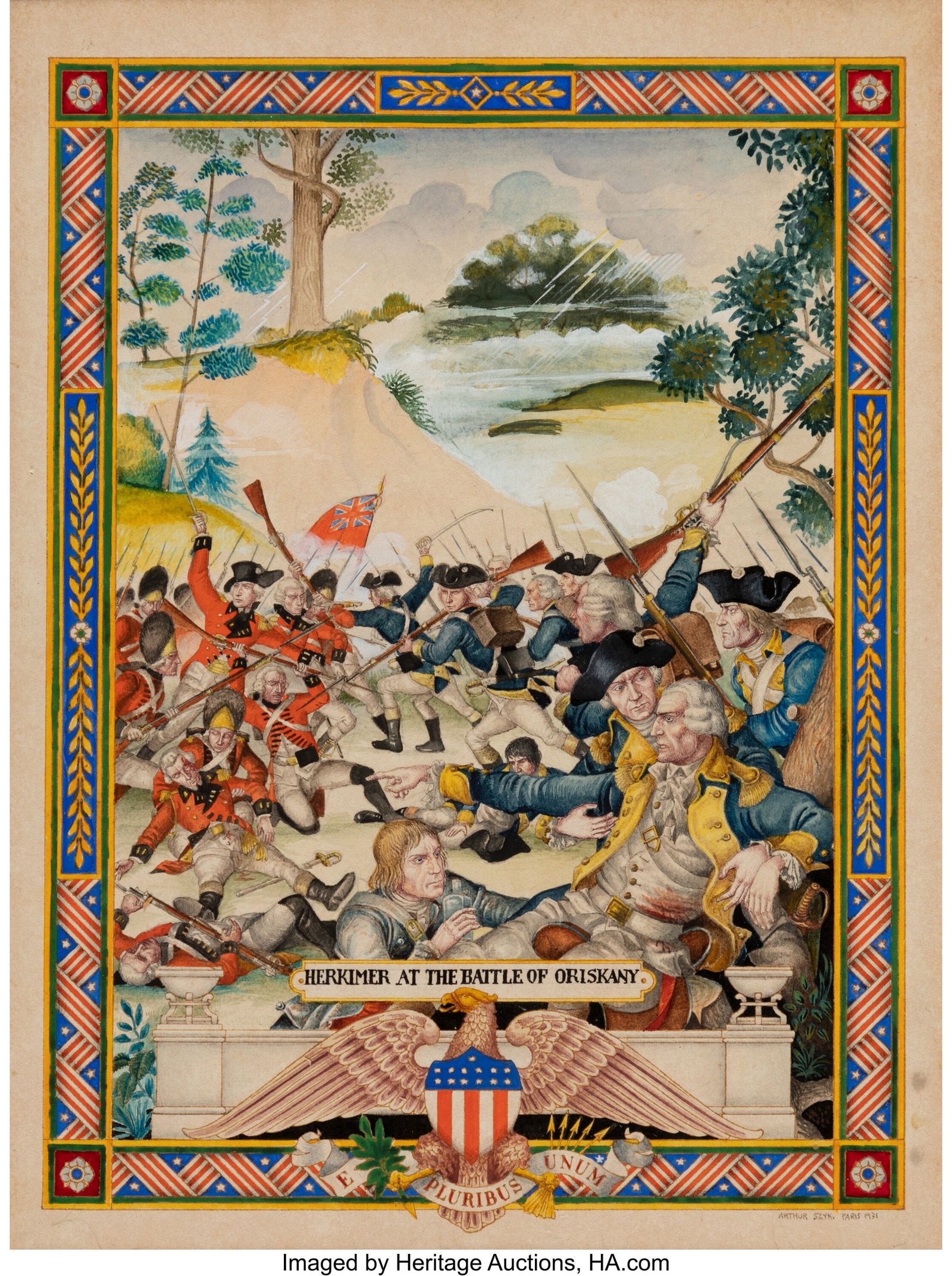 Arthur Szyk (Polish-American, 1894-1951) Herkime: Arthur Szyk (Polish-American, 1894-1951) Herkimer at the Battle of Oriskany, 1931 Watercolor on paper laid on board 7 x 5-1/8 inches (17.8 x 13.0 cm)