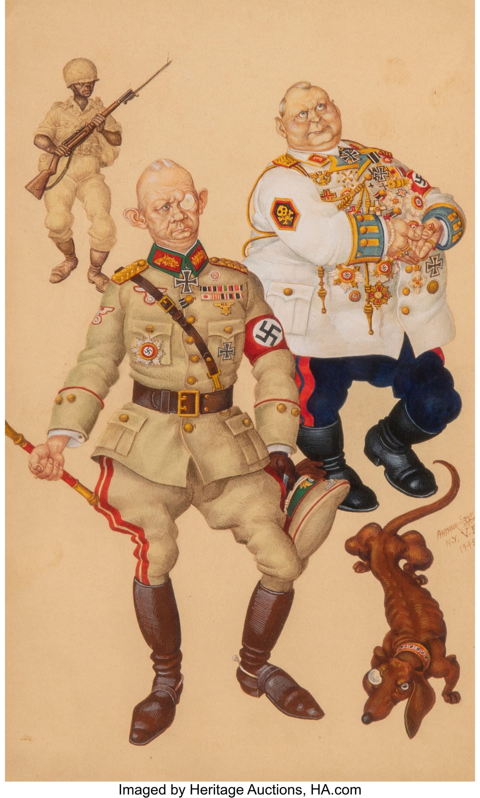 Arthur Szyk (American, 1894-1951) To Keep Their: Arthur Szyk (American, 1894-1951) To Keep Their Consciences Clean, Ink & Blood book interior, 1945 Watercolor and gouache on paper 9 x 5-1/2 inches (22.