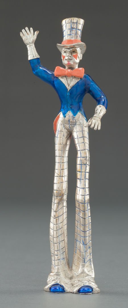 A TIFFANY & CO. SILVER AND ENAMEL CIRCUS TALL M: A TIFFANY & CO. SILVER AND ENAMEL CIRCUS TALL MAN DESIGNED BY GENE MOORE Tiffany & C