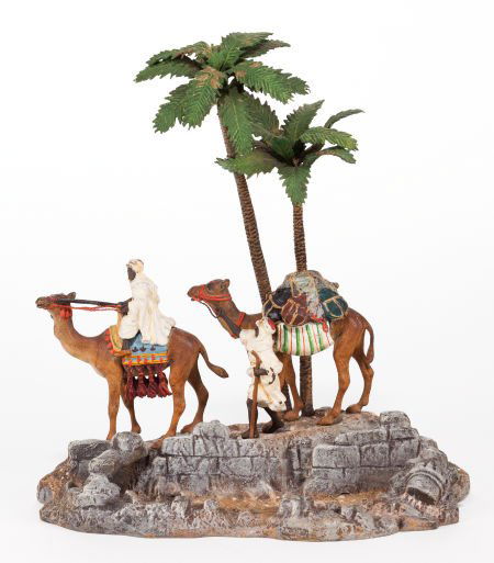 A BERGMAN AUSTRIAN COLD PAINTED FIGURAL BRONZE G: A BERGMAN AUSTRIAN COLD PAINTED FIGURAL BRONZE GROUP Franz Xavier Bergman (Austrian,