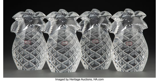 27023&colon; Four Baccarat Glass Ananas Pineapple Paperweight