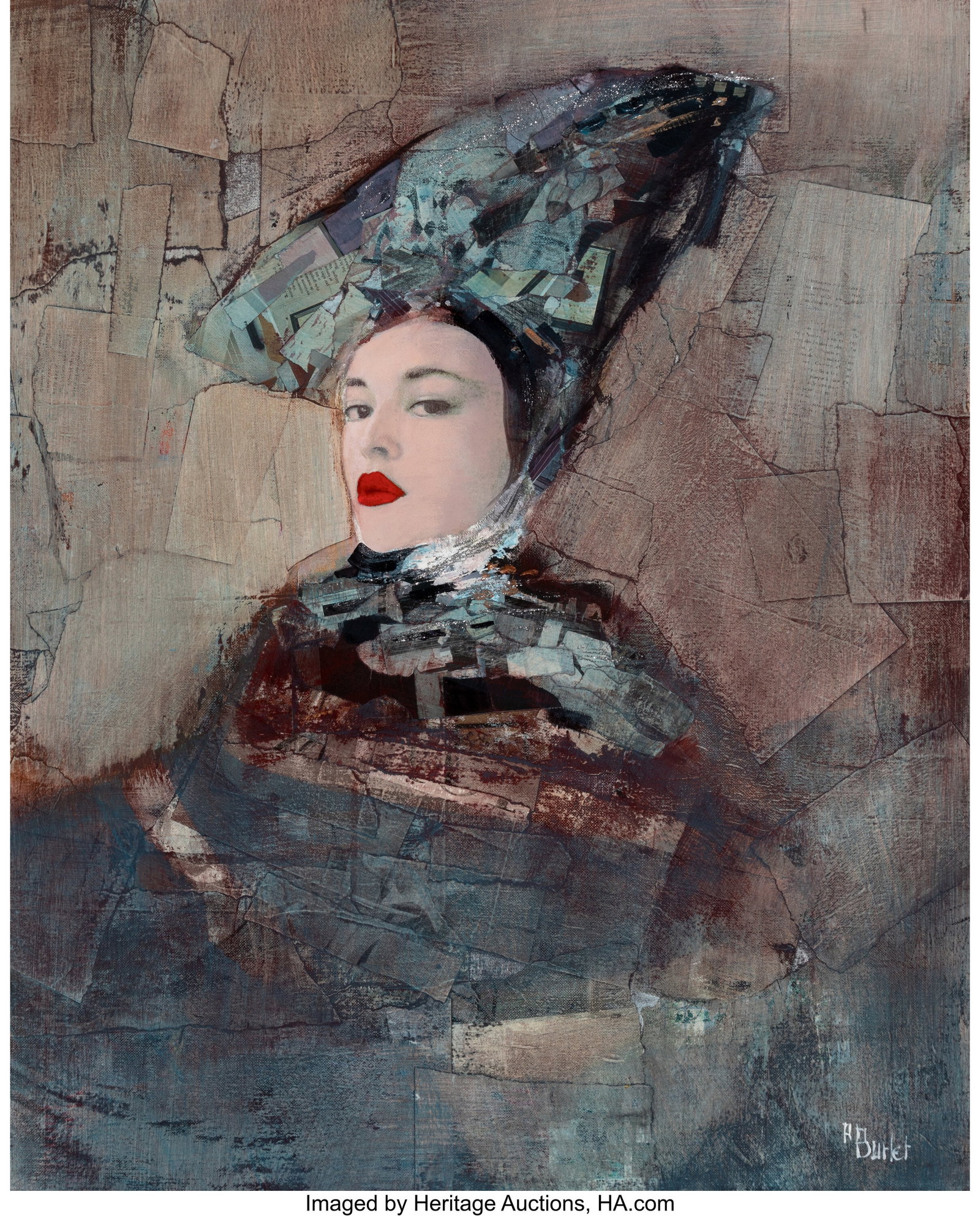 Richard Burlet (French, 1957) Ocean Mixed media : Richard Burlet (French, 1957) Ocean Mixed media on canvas 32 x 26 inches (81.3 x 66.0 cm) Signed lower right: R. Burlet PROVENANCE: Martin La
