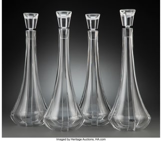 27025&colon; Four Baccarat Glass Neptune Decanters&comma; 20th cent