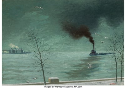 27104&colon; Ernest Fiene &lpar;American&comma; 1894-1965&rpar; Tugboat on Ea